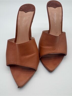 Tony Bianco Brown Pointed-Toe Leather Mule Slides